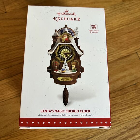 HALLMARK 2015 SANTA'S MAGIC CUCKOO CLOCK CHRISTMAS ORNAMENT NIB - Picture 1 of 4